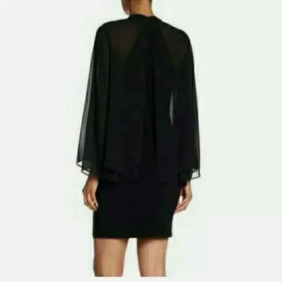 Laundry by Shelli Segal Size 2 Black Mesh Overlay Sheath Dress - Picture 2 of 2